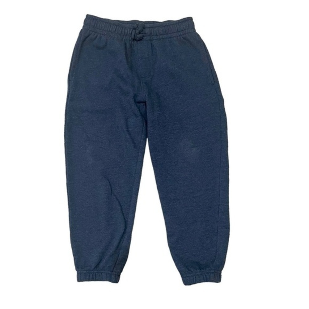 Athletic grayish navy blue fleece sweatpants elastic waist side pockets Boy S